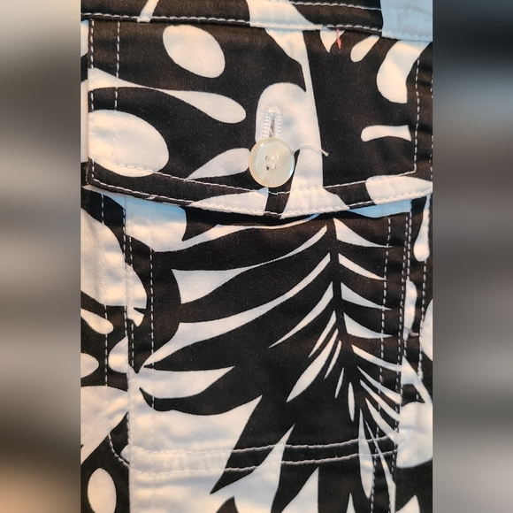 Coldwater Creek Denim jacket black white tropical stretch M - Picture 3 of 6